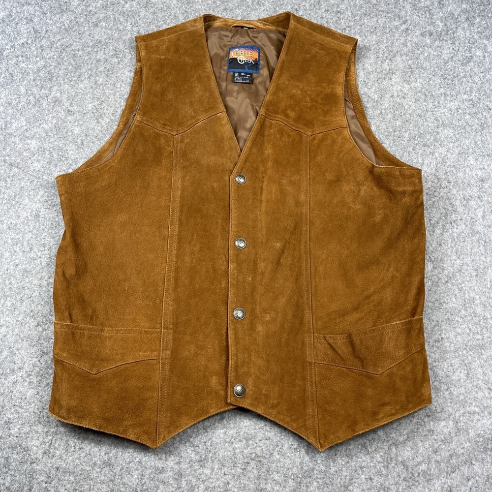 Cripple Creek Suede Vest Men's XL Brown Lined Western Ranchwear Cowboy‎